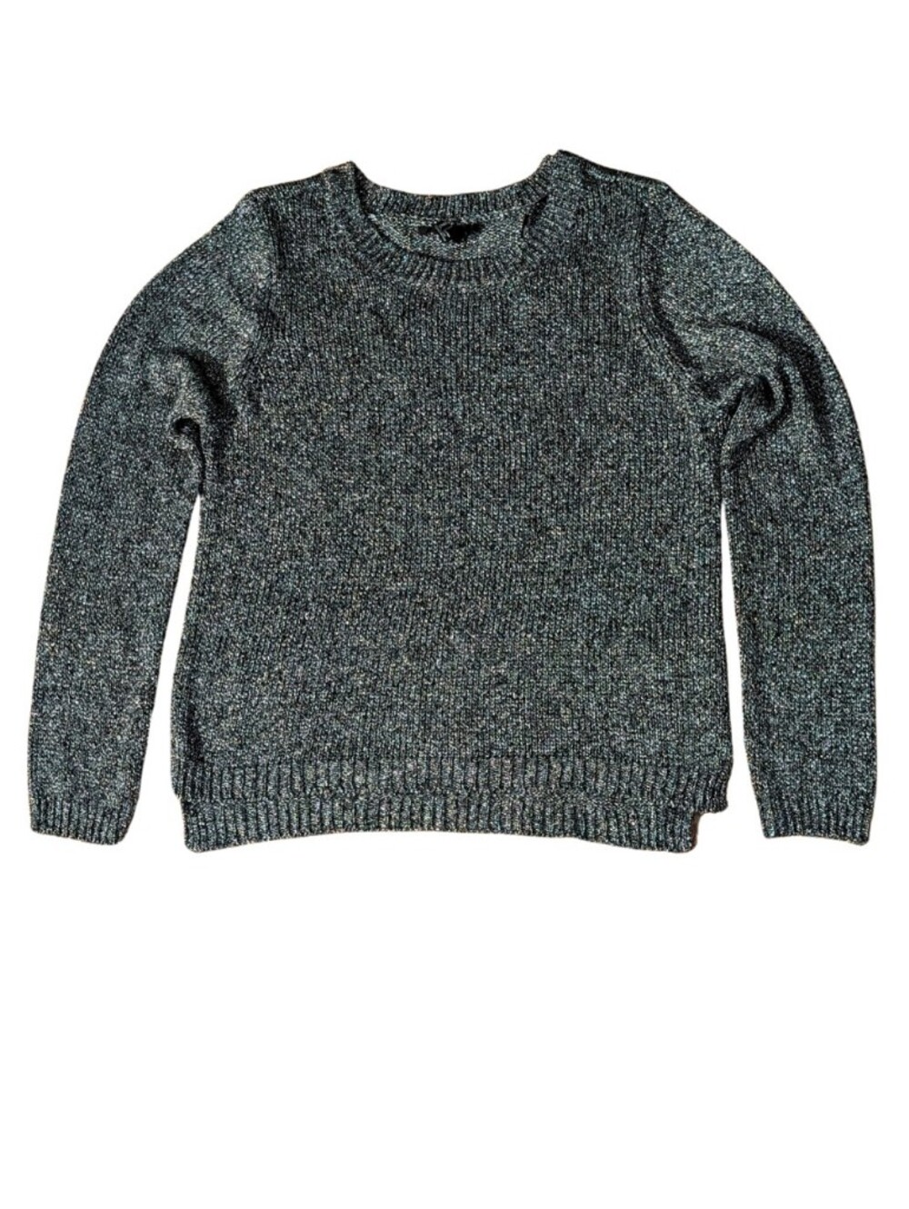Forever 21 Metallic Silver Marled Chunky Knit Crewneck Sweater Heathered Gray L